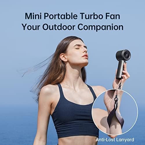 JISULIFE Portable Handheld Fan,Speed(1-100) Adjustable Turbo Mini Fan,5000mAh Battery Rechargeable Personal Fan with Metal Body,Digital Display,Gifts for Women Men Travel/Camping/Outdoor-Grey - Image 7