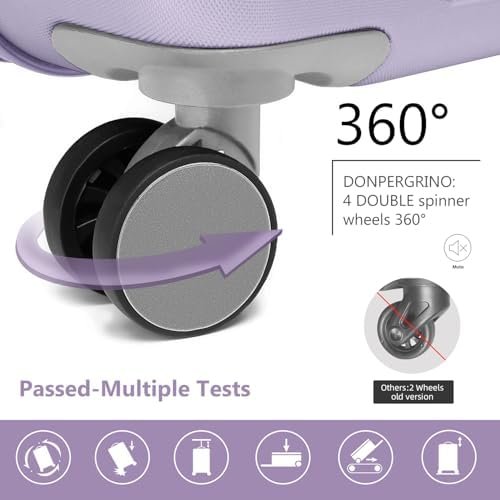 LARVENDER Luggage Sets 3 Piece, Hardside 20 Inch Carry on Luggage Airline Approved Suitcase Set with Spinner Wheels TSA Lock, Lightweight Rolling Suitcase for Men and Women, Lavender - Image 4