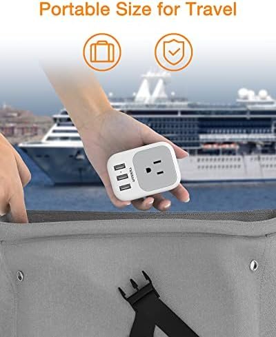 USB Charger Block, TESSAN Wall Plug Adapter with Electrical 4 Box Splitter 3 USB Wall Charger Ports, Multi Plug Outlet Extender Charging for Cruise, Travel, Office, Dorm Essentials - Image 5