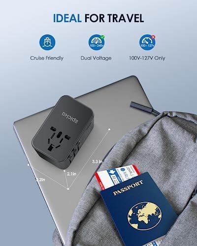 EPICKA Universal Travel Adapter, GaN 75W International Plug Adapter with 3 USB-C PD Fast Charging & 2 USB-A Quick Charging Adaptor All-in-one Wall Charger for USA EU UK AUS (TA-105 Max, Black) - Image 7