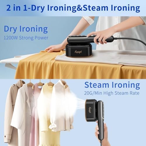 Steamer for Clothes, Travel Portable Handheld Turbo Steamer 5Mode Smart Display, 15s Heat-up Horizontal & Vertical Wrinkle Removal, Dual Function Wet/Dry Iron, Home Travel Use(GraphiteBlack) - Image 4