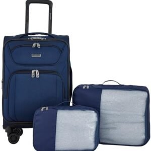 Travelers Club Swansea Carry-On Luggage, Navy Peony, 3 Piece Set