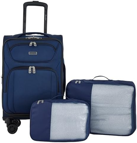 Travelers Club Swansea Carry-On Luggage, Navy Peony, 3 Piece Set