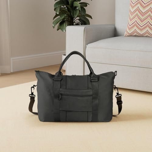 Travel Duffle Bag, Weekender Travel Bag Men Small Gym Bag for Women, Hospital Bag for Labor and Delivery, Overnight Bag Luggage Bag with Trolley Sleeve, Airplane Travel Essentials for Flying(Black) - Image 9