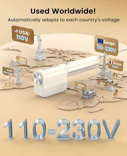 Jack & Rose Dual Voltage Travel Portable Mini Steamer,110-230V,0.9Ib Light,9 * 2.6in Small Mini Travel Size,Steamer Iron 2 in 1,15s Heat-Up,Ceramic Heat Panel,For Global & Europe Traveling - Image 2