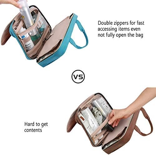 BAGSMART Toiletry Bag Travel Bag with hanging hook, Water-resistant Makeup Cosmetic Bag Travel Organizer for Accessories, Shampoo, Full Sized Container, Toiletries, Teal - Image 6