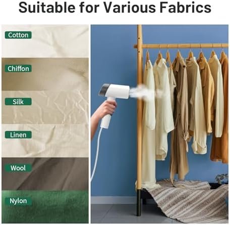 Travel Steamer for Garments with Dual Voltage for Worldwide Use, 120V/220V Foldable Handheld Fabric Wrinkle Remover,15s Fast Heat-up, 1200W Horizontal & Vertical Steaming, 1.9 Pounds, White - Image 8