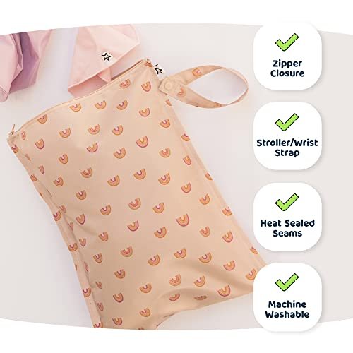 Tiny Twinkle Mess proof Waterproof Wet Dry Bag,2pk Reusable Wet Bags for Swimsuits&Baby Clothes,Leakproof Wet Bag,Waterproof Bag for Travel&Diaper bag,Wet Bags for Baby (Black, Green Checkers) - Image 5