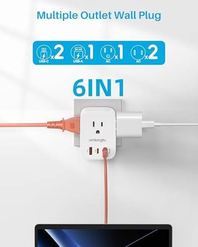 Multi Plug Outlet Extender 2 Pack, Surge Protector Wall Plug Splitter with 3 Electrical Outlets 3 USB Ports, PD 20W USB C Charger Block Wall Outlet Expander for Travel Home Office Dorm Room Essentials - Image 2