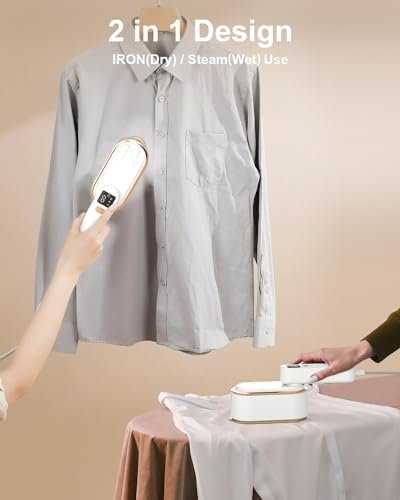 Travel Steamer Iron for Clothes - 1200W Handheld Size Portable Travel Steamer, 3 Steam Levels Clothes Steamer with LCD Screen, 10S Fast Heat-up Steamer for Dress Shirt Home Travel (White) - Image 3