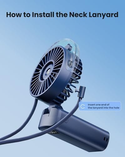 Gaiatop Portable Misting Fan, 180° Foldable Handheld, 3 Speeds USB Rechargeable, Spray Water Mist with LED Digital Display, Personal Cooling Mini Hand Fans for Travel, Concert, Outdoor, Navy Blue - Image 7
