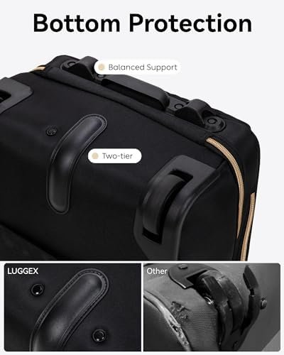 LUGGEX Underseat Carry On Luggage with Wheels, Stylish Lightweight Under Seat Luggage, Soft Sided Personal Item Suitcase for Short Trip (Black, 16 Inch) - Image 9