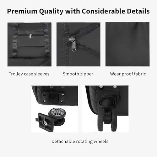 Finnhomy 50L Expandable Rolling Duffel Bag with Wheels Foldable Duffel Bag for Travel Carry on Bag with Wheels Luggage Travel bag Detachable Wheel Duffel Bag for Shopping Travel Outdoor, Black - Image 3