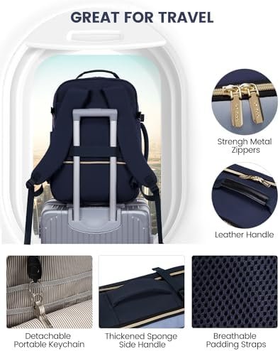 LOVEVOOK 40L Travel Backpack for Women & Men, Large Carry on Backpack for Airplanes with 3 Packing Cubes, TSA Personal Item Travel Bag fits 17" Laptop, Waterproof Weekender Essentials Airline Approved - Image 7