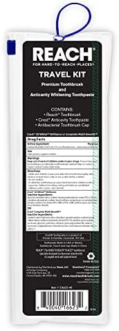 Reach Ultraclean Travel Kit Toothbrush with Toothbrush Cap and Toothpaste, Multi-Angled, Soft Bristles, TSA-Airport Friendly, Resealable, Portable and Reusable Bag - Image 2