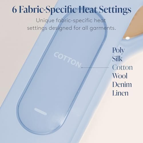 Nori Press Travel Steam Iron - Handheld Iron With Optional Steam Feature - No Ironing Board Required - Easy to Use w/ 6 Fabric Settings - Removes Wrinkles - Blue - Image 7