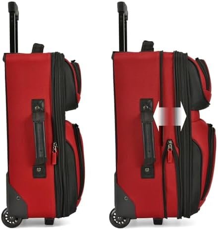 U.S. Traveler Lightweight Rolling 20" Carry On Luggage Softside Suitcase, Red, 2 Wheel-1 Piece - Image 3