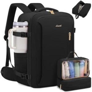 LOVEVOOK Travel Backpack For Women with Waist Strap, 40L Carry On Backpack Luggage Flight Approved,TSA Personal ltem Travel Bag Essentials Fits 17.3 Inch Laptop,Weekender Daypack with 3 Packing Cubes