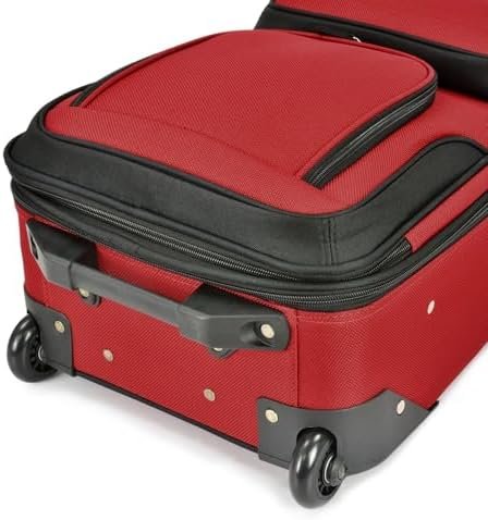 U.S. Traveler Lightweight Rolling 20" Carry On Luggage Softside Suitcase, Red, 2 Wheel-1 Piece - Image 5