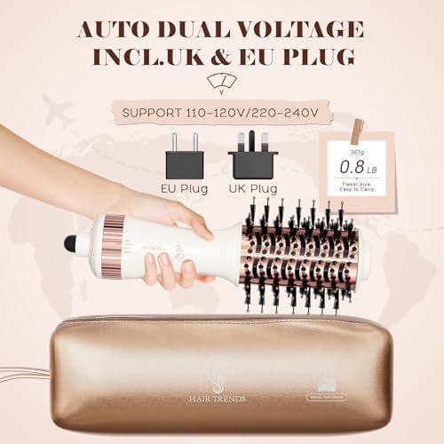 Travel Blow Dryer Brush in one, Dual Voltage Mini Hot Air Brush, Hair Trends Nano Titanium 2 Inch One Step Hair Dryer and Styler Volumizer Oval Shape - Image 2