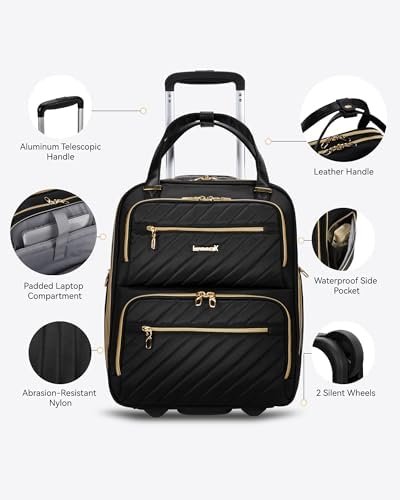 LUGGEX Underseat Carry On Luggage with Wheels, Stylish Lightweight Under Seat Luggage, Soft Sided Personal Item Suitcase for Short Trip (Black, 16 Inch) - Image 3