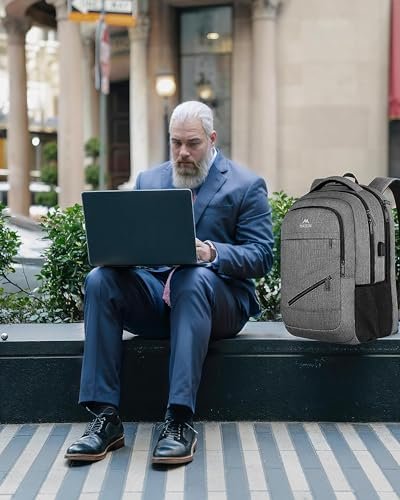 MATEIN Travel Laptop Backpack, 17 Inch Business Flight Approved Carry on Backpack, TSA Large Computer Bag for Men Women with USB Port and Trolley Sleeve, College School Tactical Book Bag, Grey - Image 9
