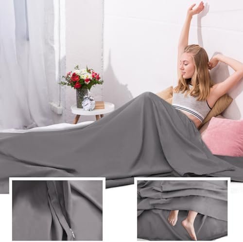 Sleeping Bag Liner,Travel Sheet & Adult Sleep Sack, Camping Sheets Travel Sleep Sack for Backpacking,Hotels & Hostels -Lightweight Single &Double Travel Sheet Camping Sheets - Image 5