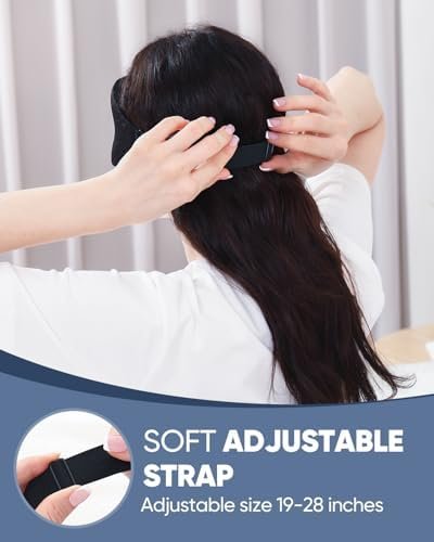 MZOO Sleep Eye Mask for Side Sleeper Men Women, Zero Eye Pressure 3D Sleeping Mask, Light Blocking Patented Design Night Blindfold, Soft Eye Shade Cover for Travel, Black - Image 6
