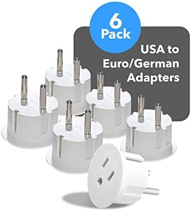 OREI American USA To European Plug Adapter – Type E/F Schuko Plug Adapter - Use in Germany, France, & More - CE Certified – For Mobile, Laptop & Camera Chargers - 6 Pack - Image 3