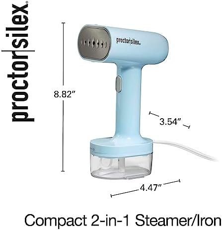 Proctor Silex Compact Travel Iron & Garment Steamer for Clothes, Ready in 45 Seconds for 7 Minutes of Continuous Use, Portable and Lightweight, Vacation Essentials, 1200 Watts, 120 ml Water Tank, Blue - Image 8