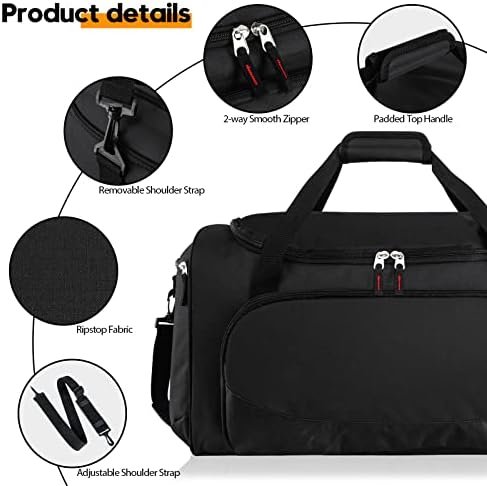 Gym Bag for Men - 55L Black Durable Large Duffle Bag for Travel, Workout, Fitness & Sport - Image 5