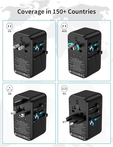 MOMAX Universal Travel Adapter, 100W Fast GaN International Power Adapter, 2PD USB-C+2QC USB-A Travel Adapter, US, UK, EU, AU Travel Adapter Worldwide for Laptops, Tablets, Phones, Vision Pro - Image 5