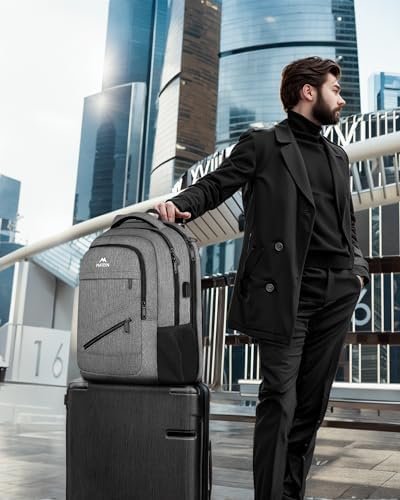 MATEIN Travel Laptop Backpack, 17 Inch Business Flight Approved Carry on Backpack, TSA Large Computer Bag for Men Women with USB Port and Trolley Sleeve, College School Tactical Book Bag, Grey - Image 7