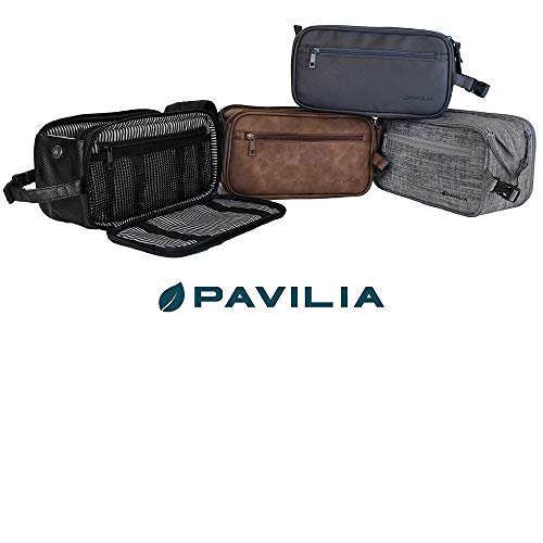 PAVILIA Toiletry Bag for Men, Travel Essentials Shaving Dopp Kit, Mens Travel Bag Toiletries Organizer Case for Grooming, PU Leather Water Resistant Cosmetic Bag Pouch (Dark Brown) - Image 7