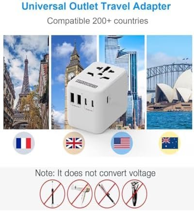 International Power Plug Adapter, Rmtbeeg Universal Travel Adapter with 3 USB-C and 2 USB-A Ports, All-in-One Worldwide Wall Charger for Europe UK EU AUS (Type C/G/A/I), Plug Adaptor Travel - Image 4