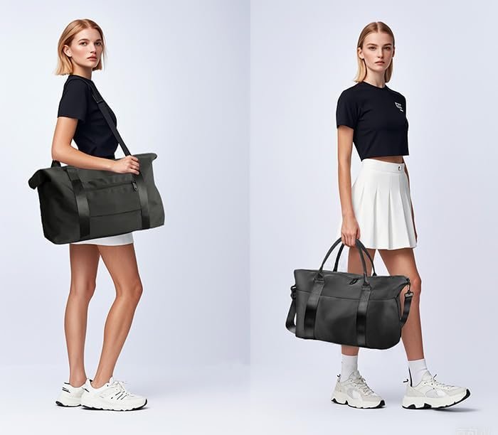 Travel Duffle Bag, Weekender Travel Bag Men Small Gym Bag for Women, Hospital Bag for Labor and Delivery, Overnight Bag Luggage Bag with Trolley Sleeve, Airplane Travel Essentials for Flying(Black) - Image 2