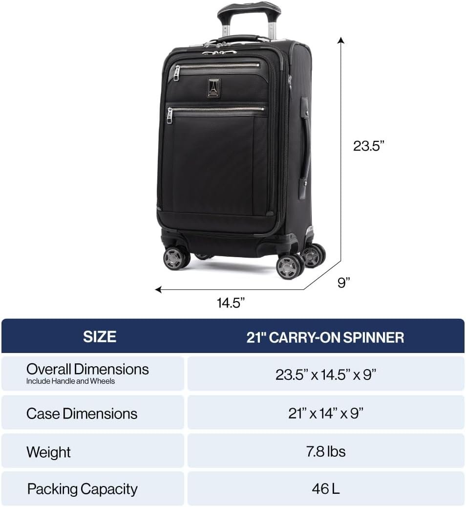 Travelpro Platinum Elite Softside Expandable Carry on Luggage, 8 Wheel Spinner Suitcase, USB Port, Suiter, Men and Women, True Navy Blue, Carry On 21-Inch - Image 6