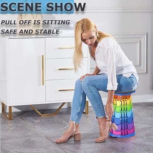 Portable Folding Stool Upgraded 2024, Load capacity 1200lb Camping Retractable Seat For Adults Outdoor, Barbecue, Travel, Fishing, Waiting In Line Lightweight Chair with three carabiners （Black） - Image 9