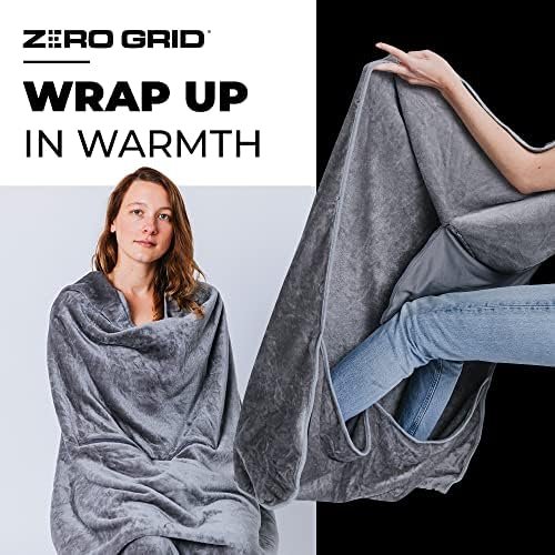 Lightweight Travel Blanket - Premium & Compact Airplane Wearable Blanket with Neck Snaps, Cozy Foot Pockets, Zipper Pouch - Converts into Soft Pillow - Designed for Ultimate Comfort - Shadow - Image 5