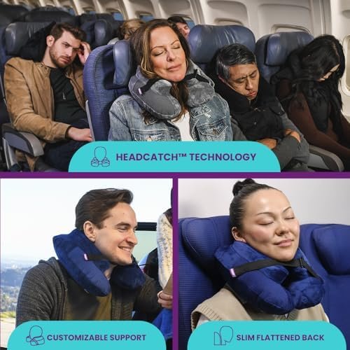 Cabeau Inflatable Travel Pillow – Air TNE – Adjustable, Lightweight, and Supportive for Sleeping on Airplanes, Trains, and Cars– Customized Fit and Compact Carrying Case (Midnight Black) - Image 4