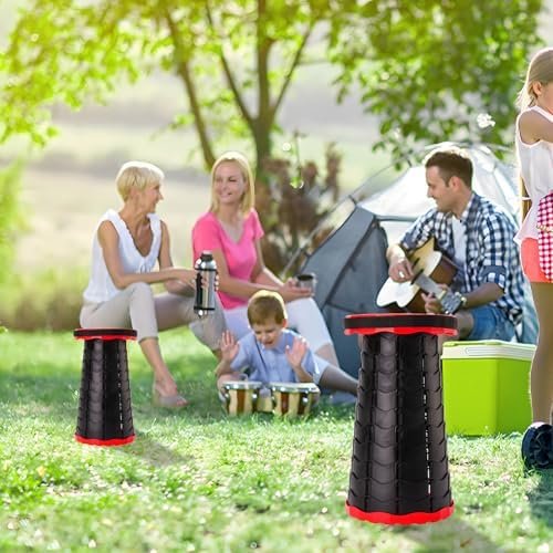 Foldable Stool, Camping Stools for Adults Thickened Portable Collapsible Retractable Stool for Fishing, Camp Chair for Hiking, BBQ, Parties, Outdoor Activities (Red) - Image 2