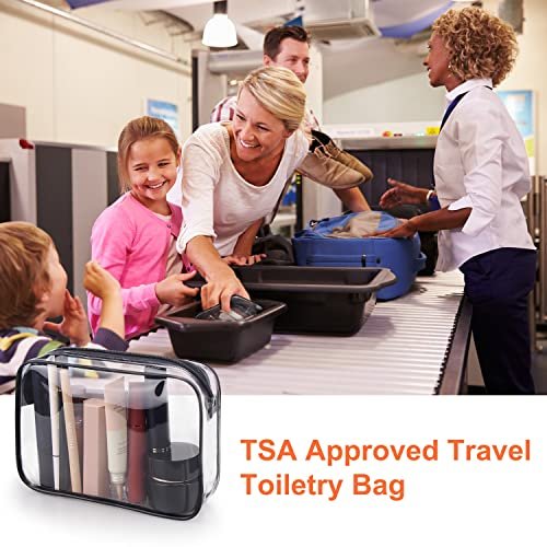 Wedama TSA Approved Toiletry Cosmetic Bags for Men and Women 2 Pack with Zipper Carry on Airline Airport Travel Accessories, PVC Makeup Bags, Quart Size-Black - Image 3