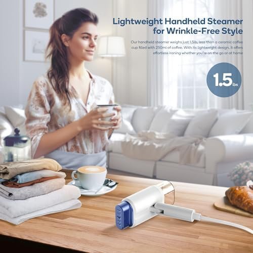 Newbealer Steamer for Clothes, 1200W Travel Steamer with Horizontal & Vertical Steaming, 2 Steam Levels, Dry Ironing, Foldable, 1.5lbs Lightly, 180ml Handheld Fabric Wrinkle Remover (120V Only) - Image 4