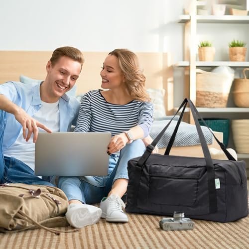 HOLYLUCK Foldable Travel Duffel Bag For Women & Men Luggage Great for Gym (black) One_Size - Image 5