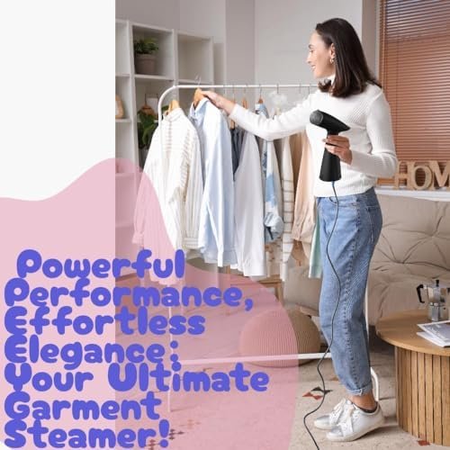 Travel Garment Steamer, Handheld Steamer for Clothes, Fast Heat-Up in 30 Seconds, 1000W Portable Steamer with 120ml Water Tank, Removes Wrinkles from Clothes, Garments, and Fabrics - Image 2