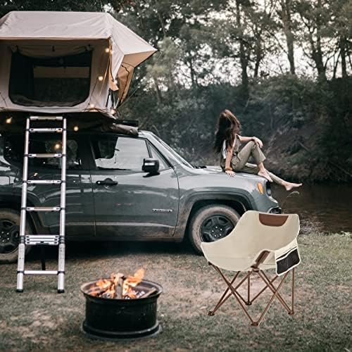 Portable Lightweight Camping Chair, Foldable Chair with Carry Bag and Side Pocket, Compact Outdoor Chair for Camping Hiking Fishing Beach Picnic (Khaki) - Image 2