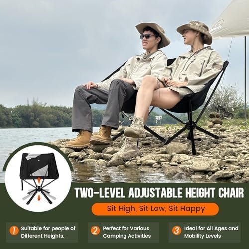 RiseLite Adjustable Portable Chair - Small Compact Folding Chair for Adults, Setup in 6 Seconds, Lightweight Outdoor Backpack Chairs for Camping, Travel, Hiking, Concert - Image 3
