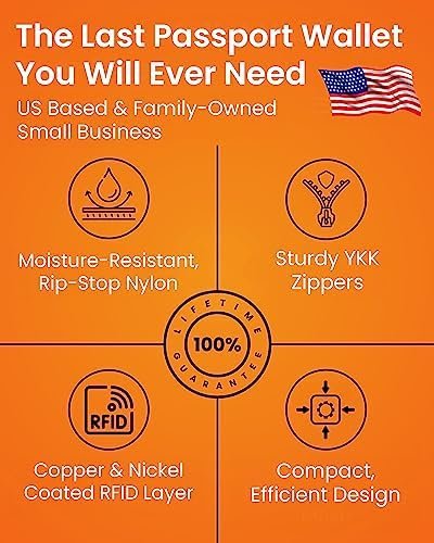 Passport Holder & Travel Wallet with RFID Blocking - Premium Document Organizer Case for Men and Women - Holds Passports, Cards, Tickets, ID, Cash - Compact Zippered Wallet - Midnight - Image 9