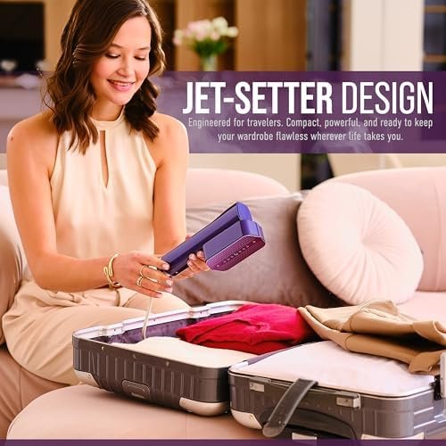 Mini Steam Iron & Travel Garment Steamer – 1200W Portable Wrinkle Remover, Handheld Clothes Steamer, 20s Fast Heating, 4 Modes, Compact Folding Design, Fabric Steamer for Home & Travel–Purple - Image 8