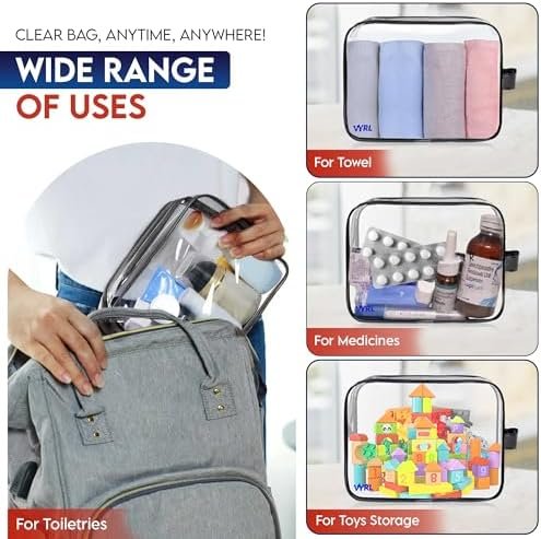 VYRL 2 Pack Clear Makeup Bag - Quart Size 3-1-1 TSA Approved Toiletry Bag with Zipper - Water-Resistant Durable PVC Clear Toiletry pouches for Carry-on Airport Travel Accessories - Black - Image 4